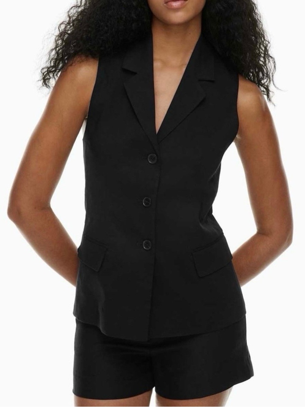 Babaton Black Echelon Linen Vest